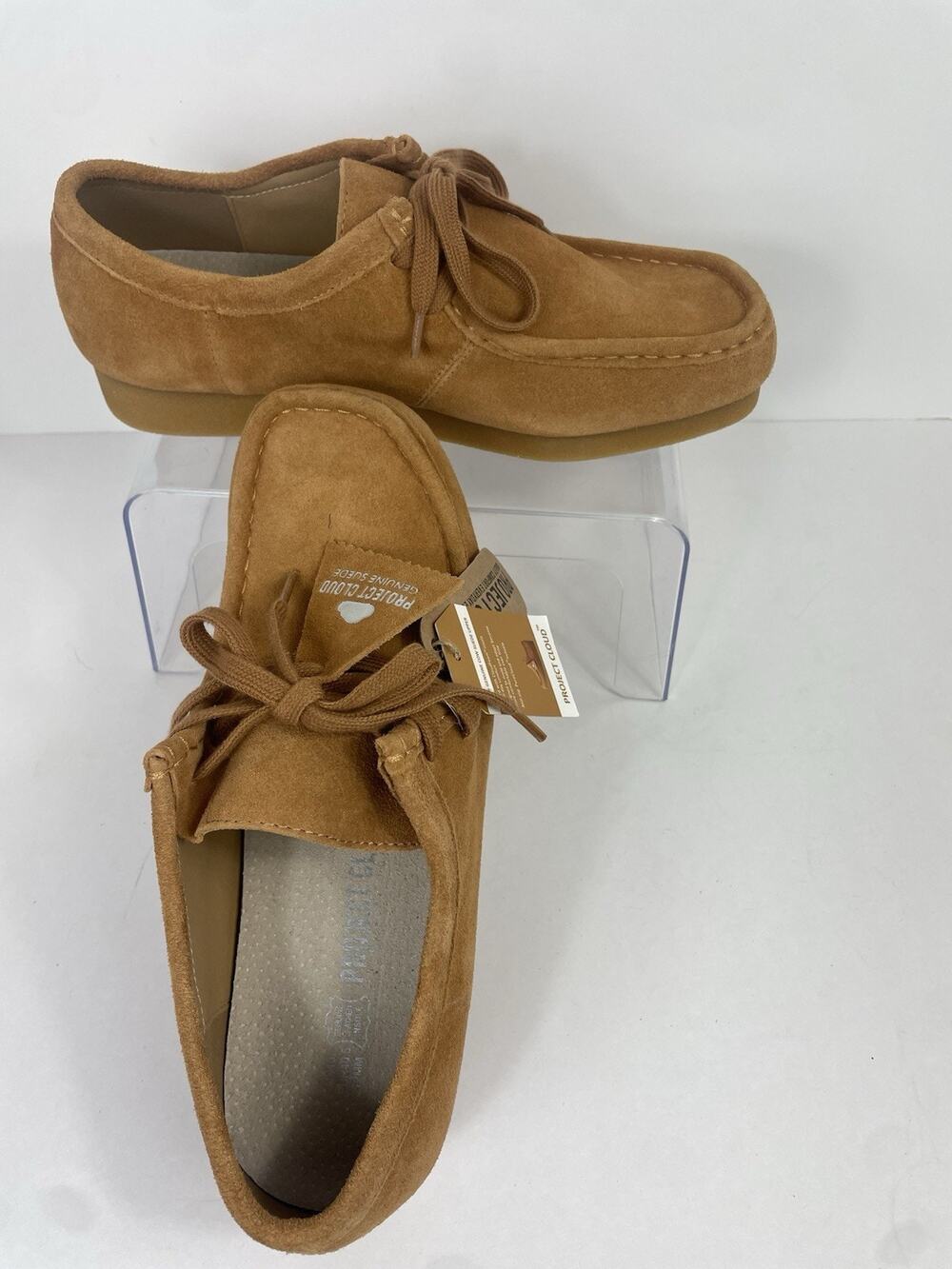 Project Cloud Genuine Suede Wallabee Moccasins Tan Lace Up Shoes Womens 10 New